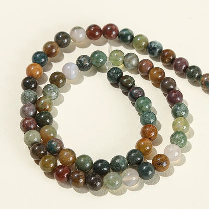 6 8 10mm Indian Agate Natural Stone Beads Round Loose Spacer Beads For Jewelry Making DIY Charm Bracelet Necklace Accessory 15''