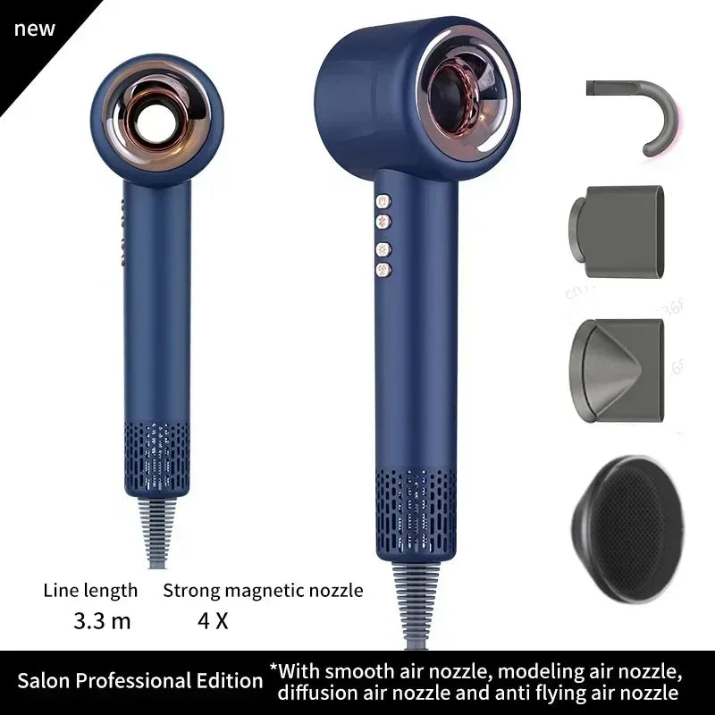 220V Professional Leafless High Speed Hair Dryer Salon Home Appliance Constant Temperature Negative Ion Quick Drying 1.8m