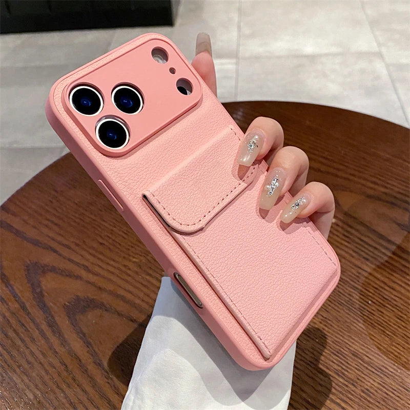 Card Slot Pocket Holder Wallet Case for iPhone 17 Air 16 E 15 14 12 13 Mini 11 Pro Max X XS XR 7 8 Plus Shockproof Leather Cover