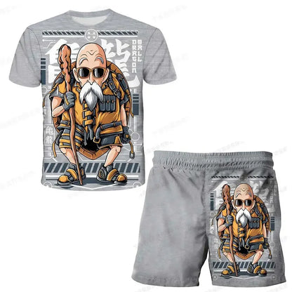 Fashion Dragon Ball Z Tshirt Set Kids Vegeta Boys Clothes Girls Mens Women T-shirt Suit Trucksuit Clothes 3d Goku Short Sleeve