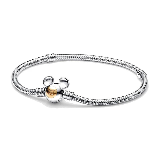 2025 New Disney Mickey Mouse Spider Man Heart Clip Original 925 Silver Plated Bracelet Love Buckle Bead Decoration DIY Women's