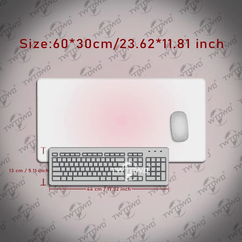 Mouse Pad White Pink Gamer printon demand New Mousepad XXL Mechanical Keyboard Pad Natural Rubber Office Non-Slip Soft Table Mat