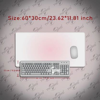 Mouse Pad White Pink Gamer printon demand New Mousepad XXL Mechanical Keyboard Pad Natural Rubber Office Non-Slip Soft Table Mat