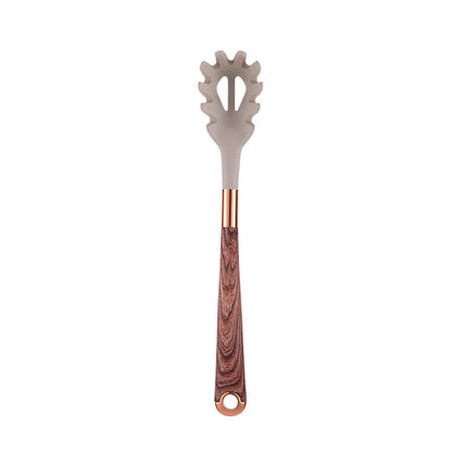 LMETJMA Silicone Kitchen Utensil Set 10 Pcs Cooking Utensil with Utensils Holder Wooden Pattern Handles Nonstick Cookware JT264