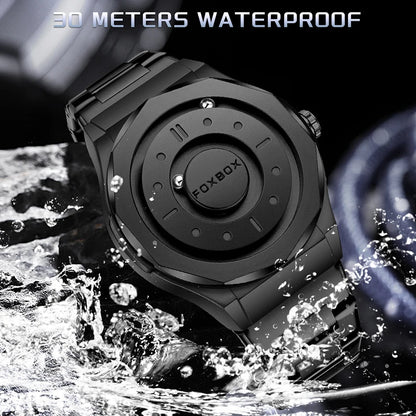 FOXBOX Creative Men's Quartz Wristwatches Outdoor Sports Waterproof Scrolling Pointer Magnetic Force Watch Men Relogio Masculino