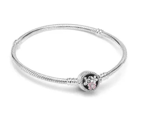2025 New Disney Mickey Mouse Spider Man Heart Clip Original 925 Silver Plated Bracelet Love Buckle Bead Decoration DIY Women's