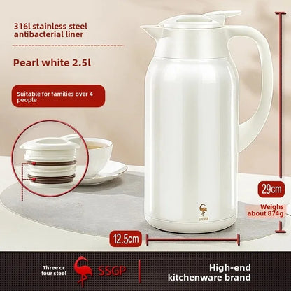 German Three Four Steel 316 Stainless Steel Insulated Tea Pot Home Use Steaming Tea Pot Insulated Water Pot Hot Water Bottle