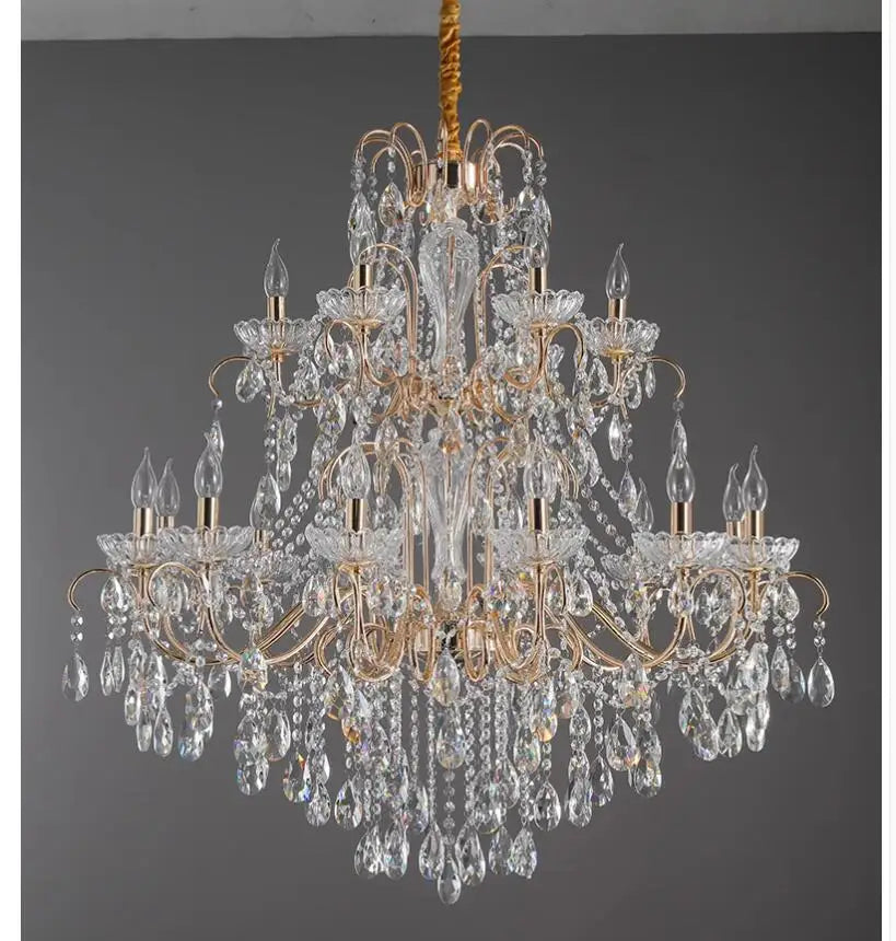 Modern Crystal Chandelier Hanging Light Candle Style Crystal Lighting Living Room Bedroom Lobby Lustres Fixtures Home Decoration