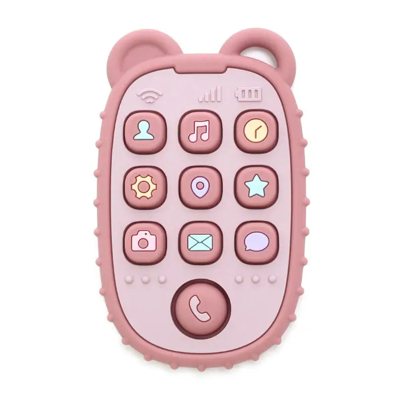 Baby Soft Silicone Phone Remote Control Teether Toy BPA Free Bear Shaped Nursing Teething Toys for Toddler Sensory Development