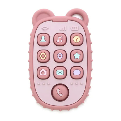 Baby Soft Silicone Phone Remote Control Teether Toy BPA Free Bear Shaped Nursing Teething Toys for Toddler Sensory Development