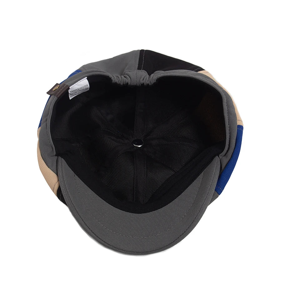Beret Men&Women Spring Autumn Solid Patchwork Vintage Newsboy Cap Female Casual Retro Hat For Unisex Elastic Head Circumference