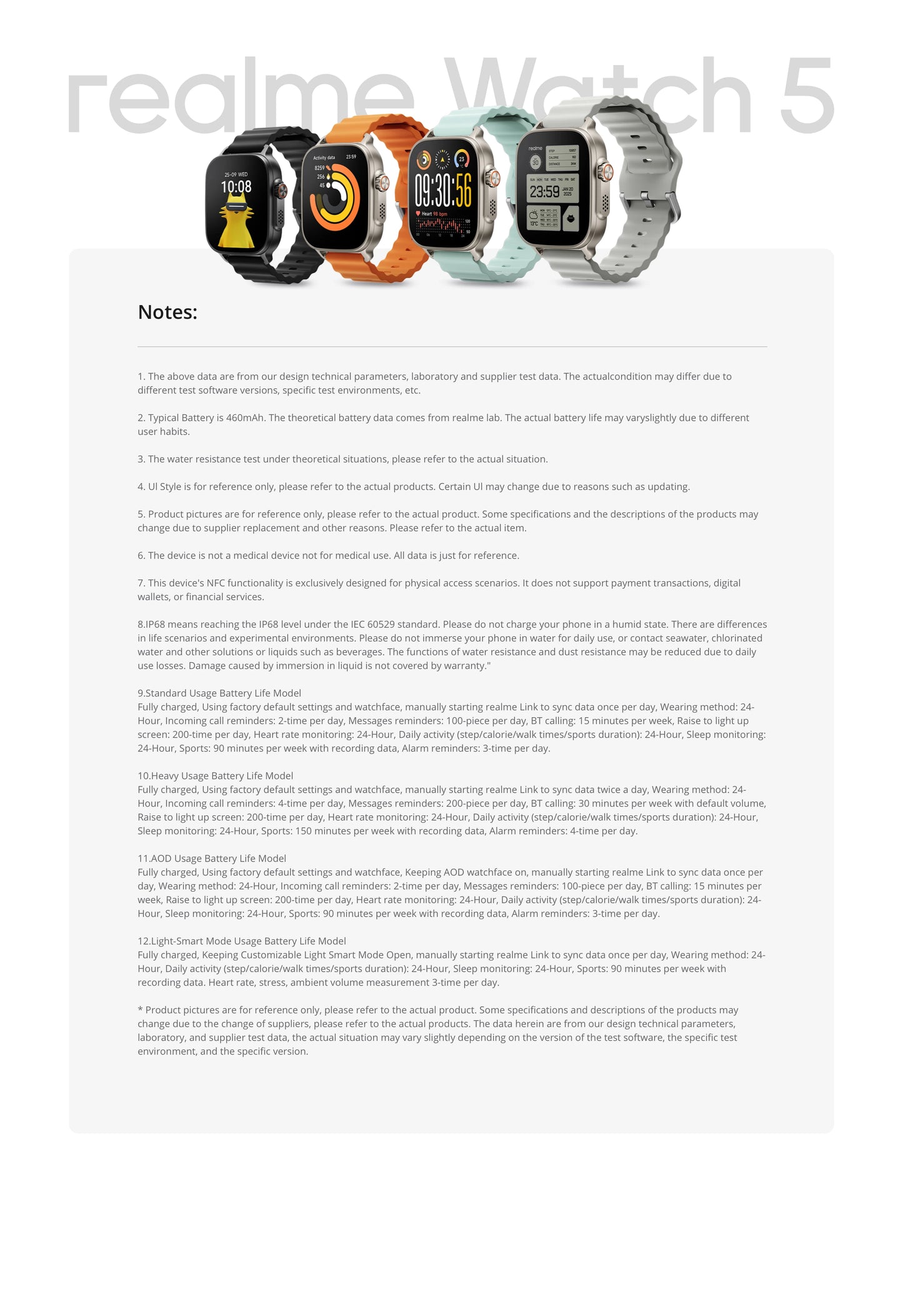 realme Watch 5 Smart Watch 1.97" 2D Flat AMOLED Display Compass & Independent GPS with 5 GNSS 14-day Battery Life NFC Card IP68