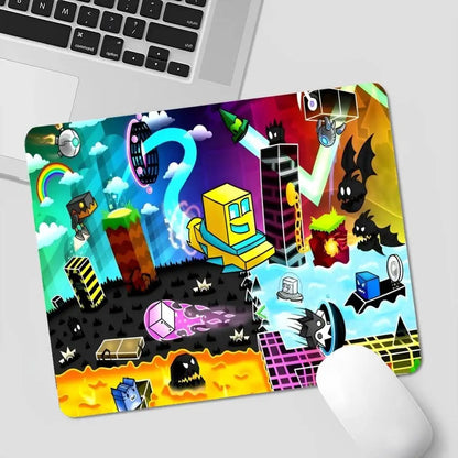 Cartoon Geometry Dash Video Game Office Student Gaming Thickened Large Pad Non-slip Cushion Mouse Pad for PC Computer Table
