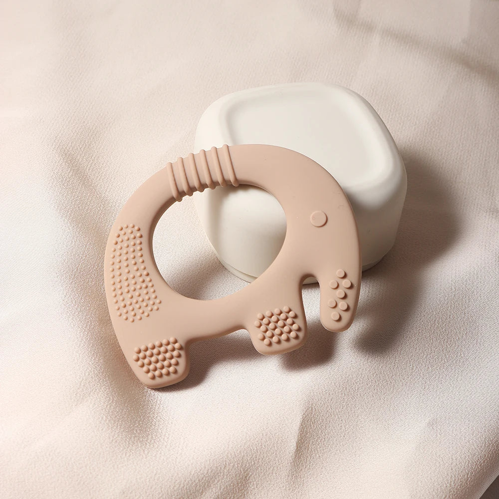 2024 new elephant shape silicone teether Food Grade cut chubby elephant baby Teething toy