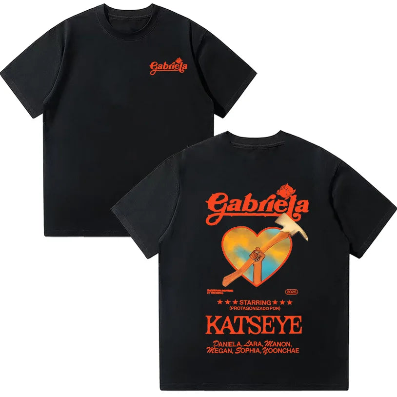 Katseye Gabriela Tees KATSEYE Summer Cotton T Shirts Women Short Sleeve Y2K Top Fashion O-neck High Street Tshirt Unisex Clothes