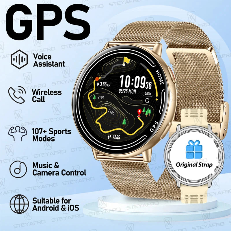 Smart Watch for Men Women Built-in GPS Fitness Watch with BT Calls 100+ Sport Modes IP68 Waterproof Smartwatch for Android iOS