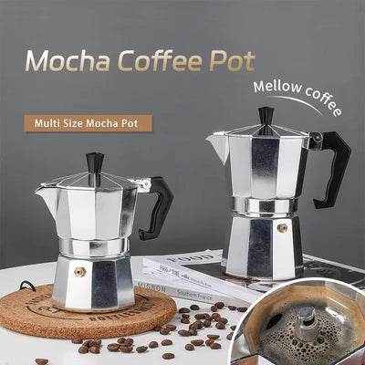 100/600ML Aluminum Mocha Coffee Pot Espresso Coffee Maker Percolator Tool Home Hand-brewed Octagonal Moka Pot Kitchen Utensils