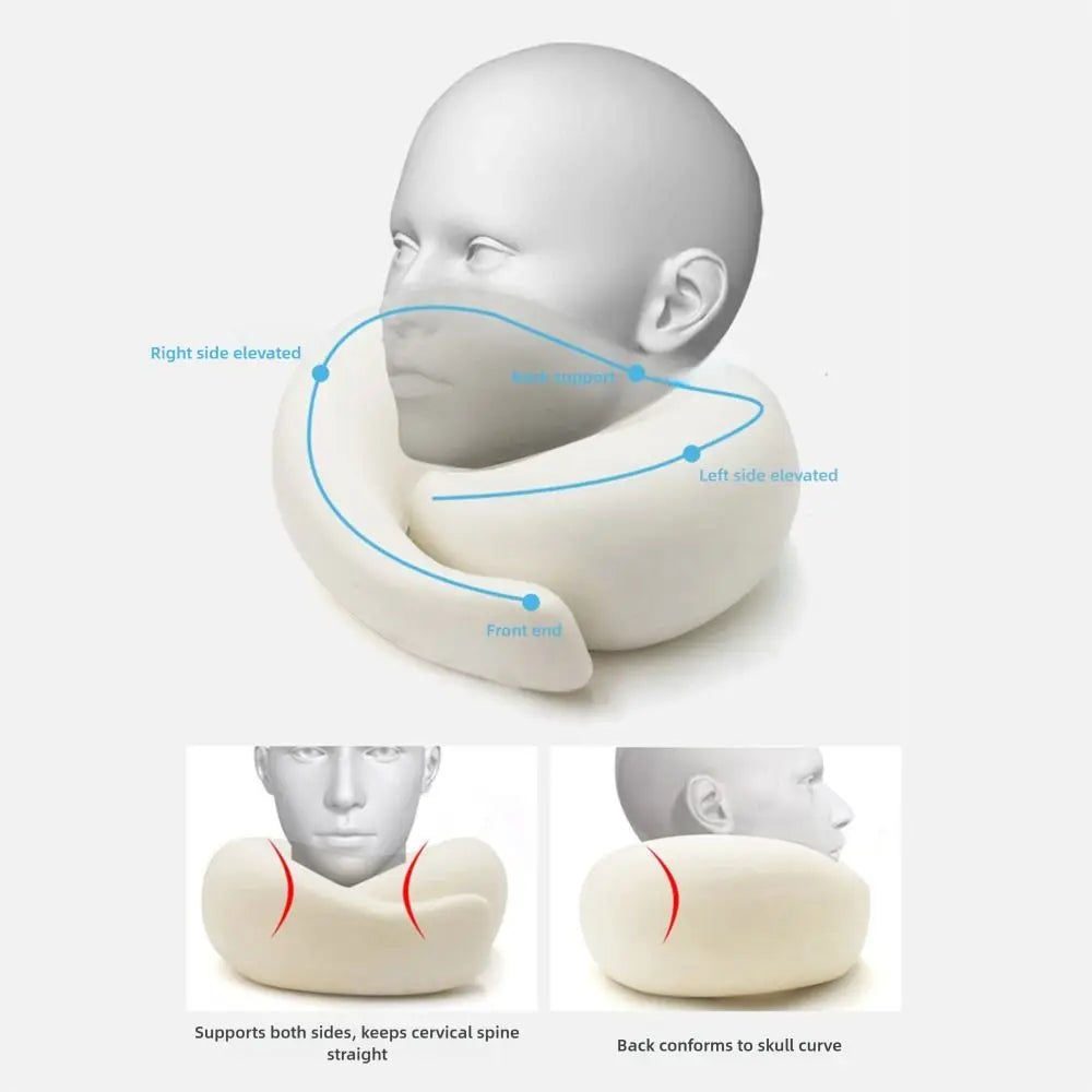 Portable Detachable Cover Travel Neck Pillow U-Shaped Hooded Feature Travel Bag Pillow Memory Foam Headrest Airplane Travel