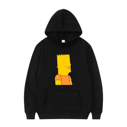 Disney The Simpsons Funny Pattern Casual Hooded Tops Men Woman Loose Comfortable Winter Black Sports Pullovers Fashion Clothing