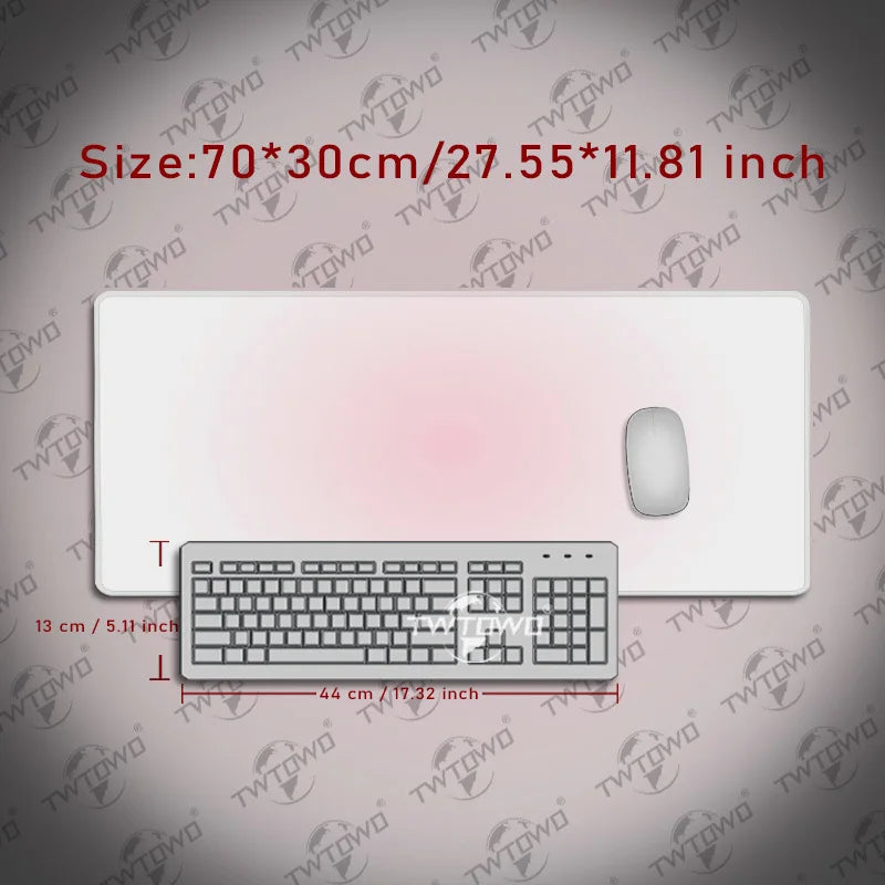 Mouse Pad White Pink Gamer printon demand New Mousepad XXL Mechanical Keyboard Pad Natural Rubber Office Non-Slip Soft Table Mat