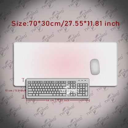 Mouse Pad White Pink Gamer printon demand New Mousepad XXL Mechanical Keyboard Pad Natural Rubber Office Non-Slip Soft Table Mat