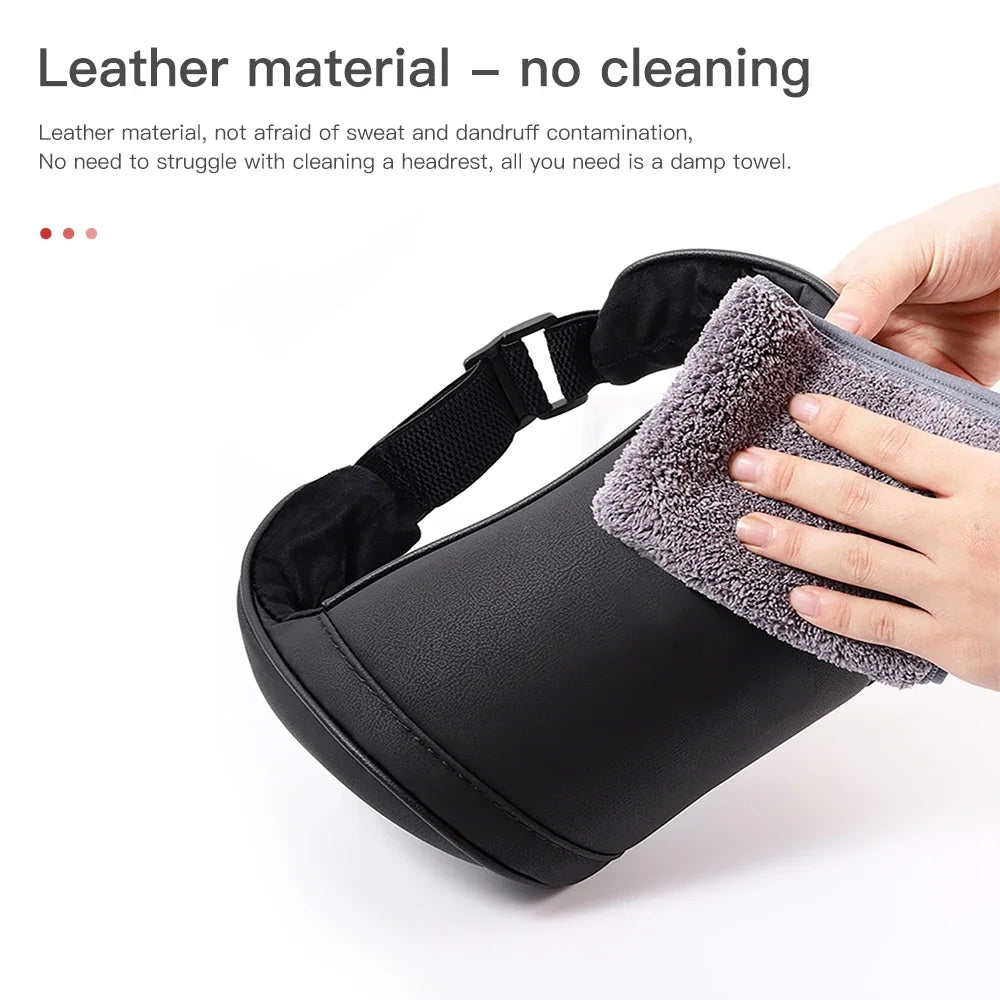 KJOY Seat Headrest Travel Rest Neck Pillow PU Leather Neck Pillow Memory Foam Pillows Car Accessories  used for Tesla Model3/Y/X