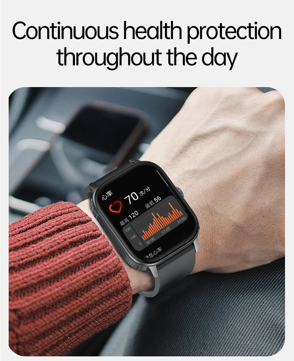 2025 new smart watch 1000MAH 2.04 inch ultra HD screen all day health heart rate detection 70+ sports IP68 waterproof BT call