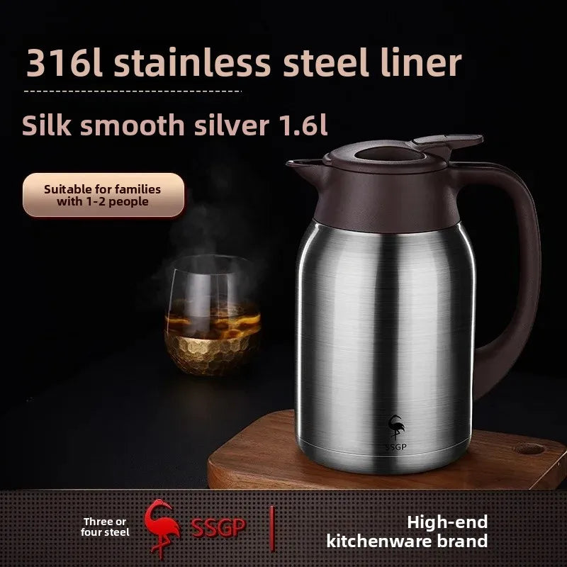 German Three Four Steel 316 Stainless Steel Insulated Tea Pot Home Use Steaming Tea Pot Insulated Water Pot Hot Water Bottle