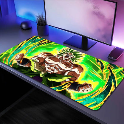 Broly Dragon Ball Anime Mousepad Large Desk Mat Keyboard Ergonomic Office Rubber PC Non-slip Anti-fray Home Custom Game