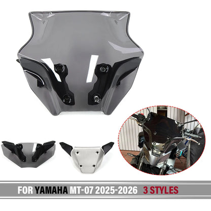 For Yamaha MT-07 MT07 mt-07 2025 2026 New Motorcycle Accessories Fairing Windshield Windproof screen Wind Deflector KIT 3 Styles