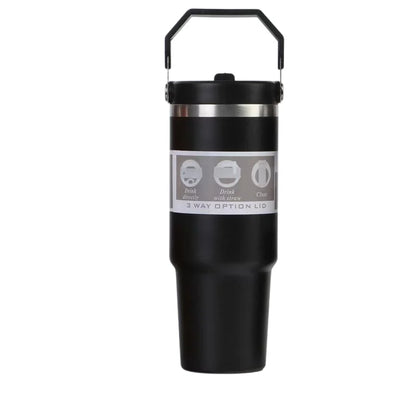30oz Large Capacity Portable Car Cup Stainless Steel Thermos Cup with Straw & Handle Travel Sports Water Bottle Vacuum Flask