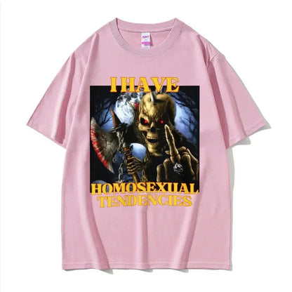 Homosexual Tendencies Funny Hard Skeleton Meme T-shirt Men Fashion Harajuku Cool Vintage T Shirt Male Casual High Quality Tshirt