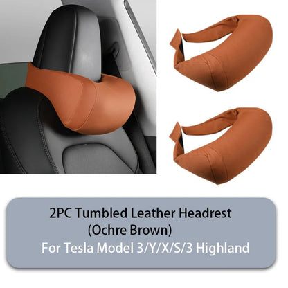 GDBCHZDM Seat Headrest Travel Rest Neck Pillow For Tesla Model 3/Y/X/S suede  Neck Pillow Memory Foam Pillows Car Accessories