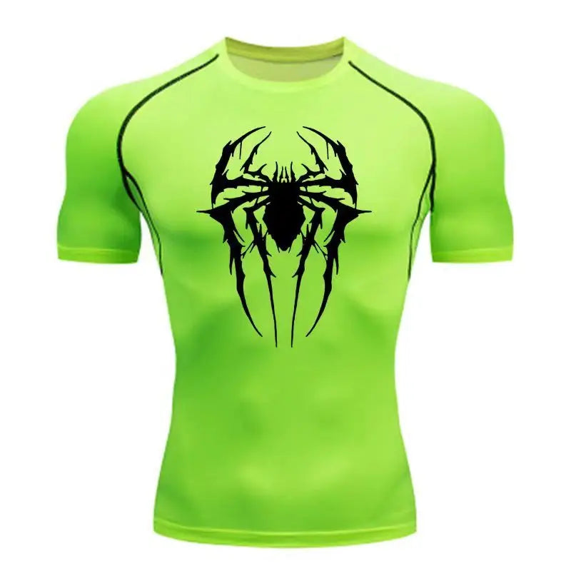 Casual Anime Print Running Compression T-Shirt Men Quick-Drying Fitness Sportswear Gym Sports Long Sleeve Breathable Top S-3XL