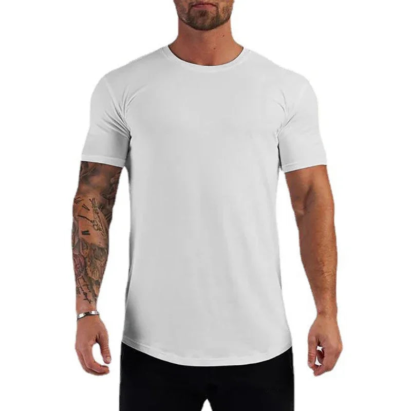 New Men's Casual Printed Short-sleeved Summer Cotton Moisture Wicking and Breathable T-shirt Outdoor Sports Fitness Top