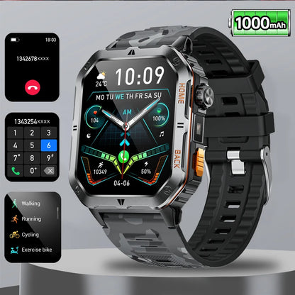 Smart Watch 2.01 Inch Screen Bluetooth Call 1000mAh Voice Assistant Watch Sport Fitness 3ATM Waterproof Smartwatch For Men 2025