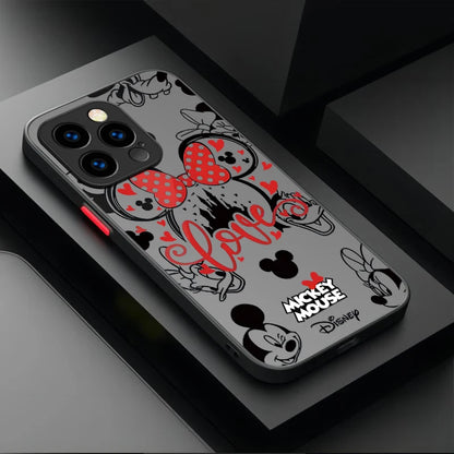 Disney Mickey and Minnie Logo Hard Phone Case For iPhone 17 Air 15 16E 16 14 13 12 11 Pro Max XR 7 8 Plus SE 2020 Bumper Cover