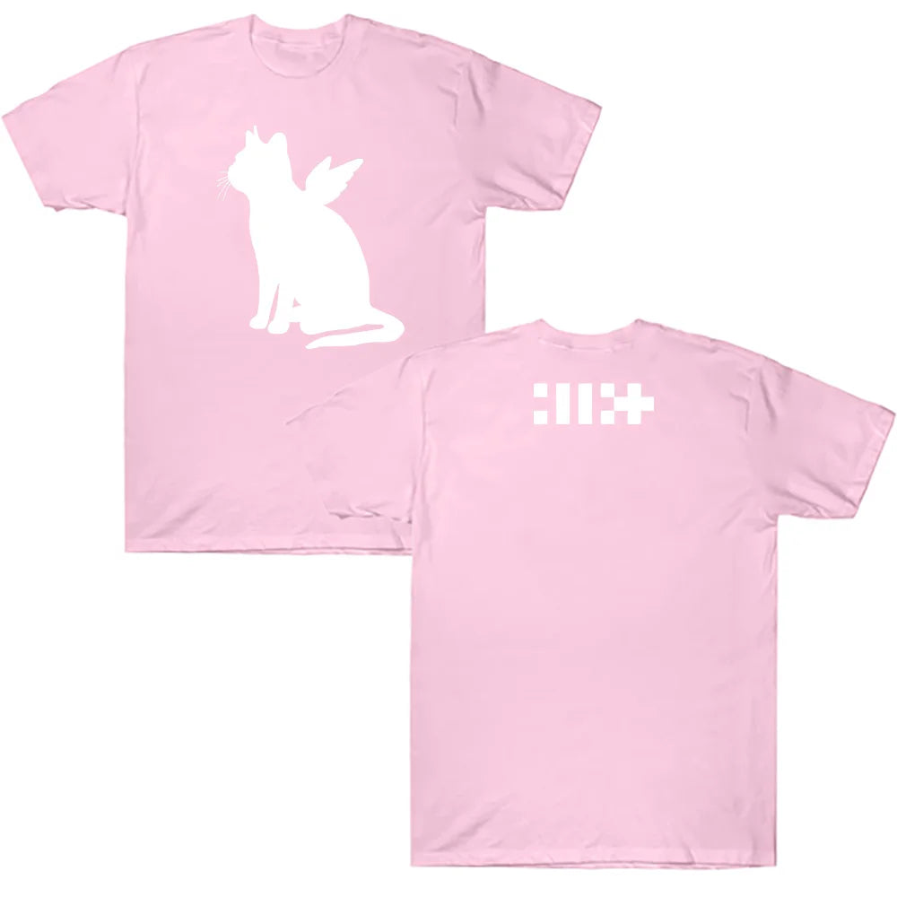 ILLIT Kpop Girl Band T-shirt ILLIT Bomb The Album Cat Angel Print Clothes Korean Style Cotton Women Men Tee-shirt Casual Y2K Tee
