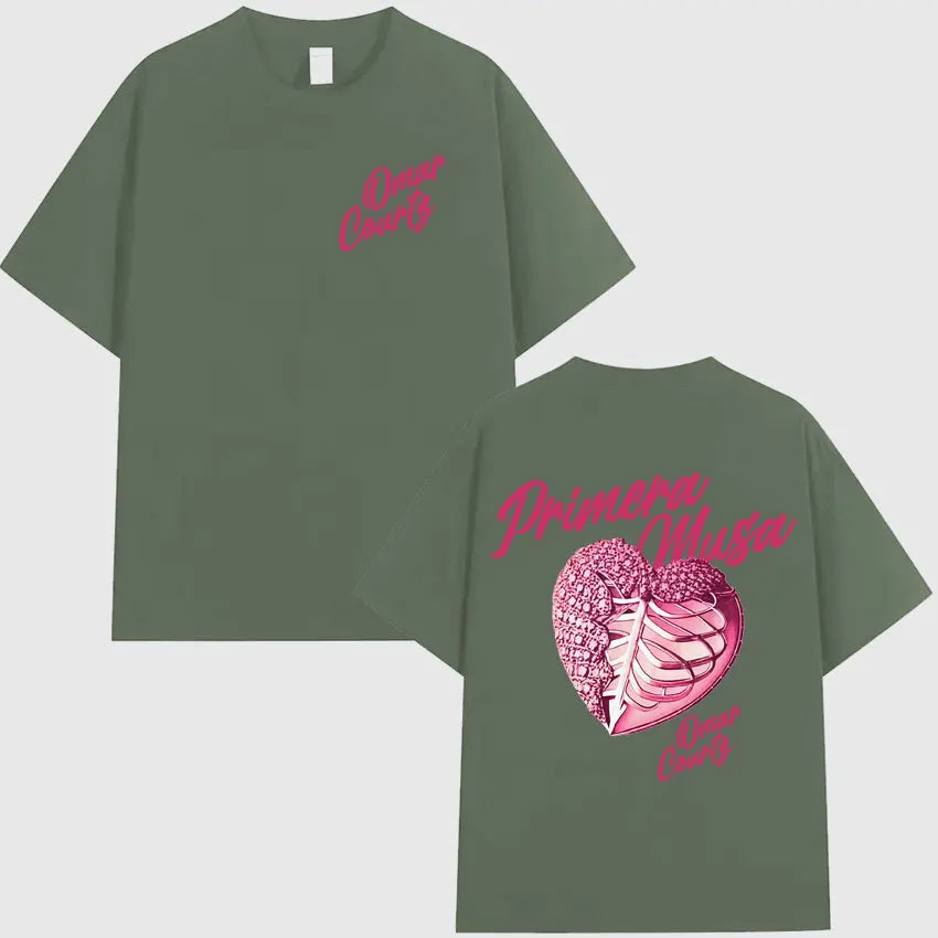 Rapper Omar Courtz Primera Musa 2025 Heart Graphic T-shirt Mens Clothing Hip Hop T Shirt Summer Top Oversized Tshirts Streetwear