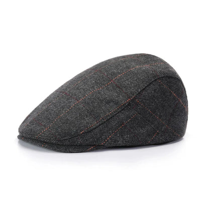 Retro Newsboy Caps Men British Painters Hats Autumn Winter Berets Herringbone Grid with Red Line Flat Cap Hip Hop Berets