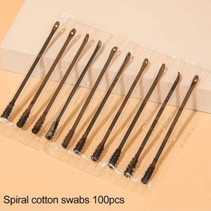 100/50Pcs Blackhead Remover Swabs Disposable Double-Headed Spiral Cotton Swab Individually Packaged Ear Picks Health Beauty Tool