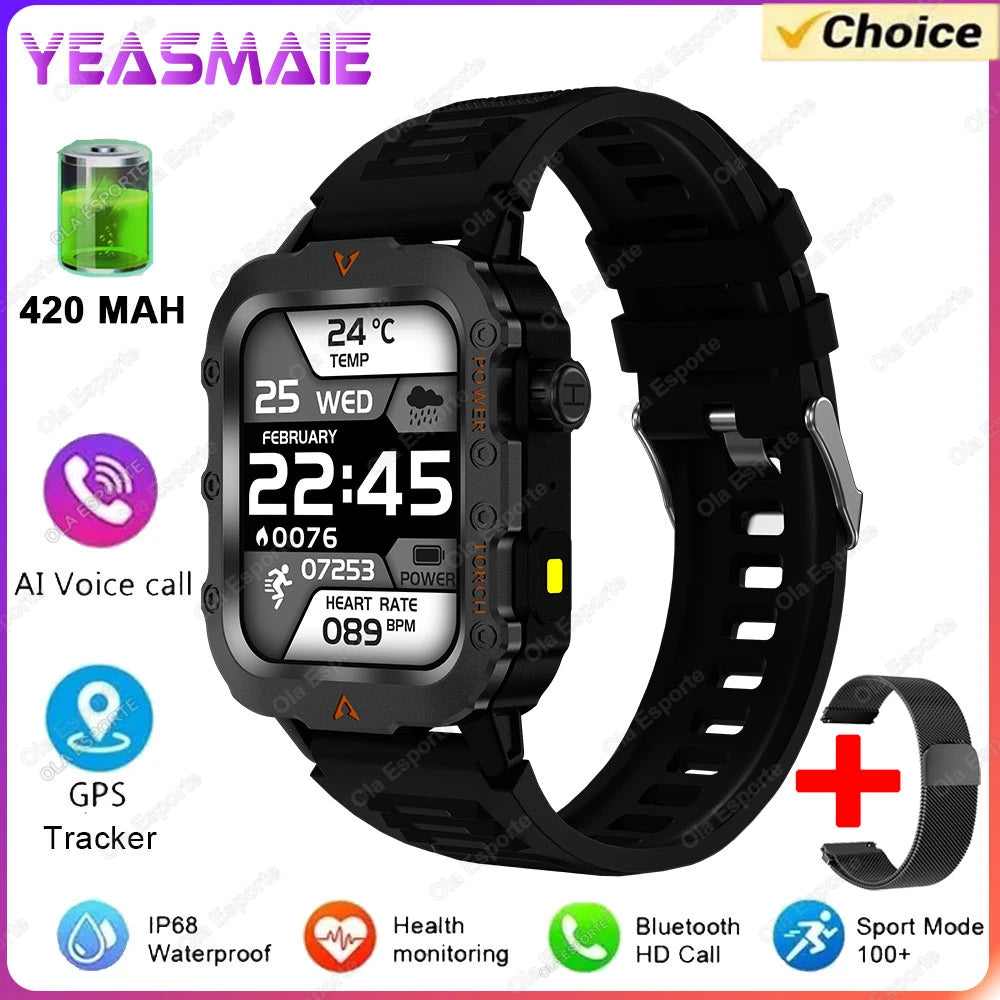 Smart Watch With Flashlight Function, Wireless Calls, Health Monitor，Message Reminders, Suitable For Iphone And Android Phones