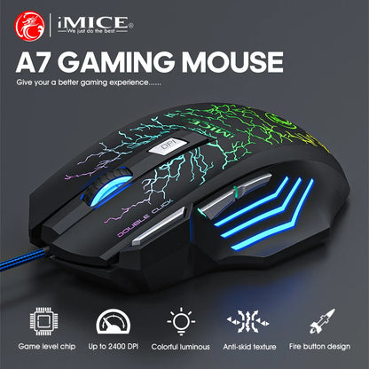 Backlit Wired USB Gaming Mouse High Precision Computer Mice For Home Office Laptop Computer Gamer Win7/8/10/11 Mac OS X 2400 DPI