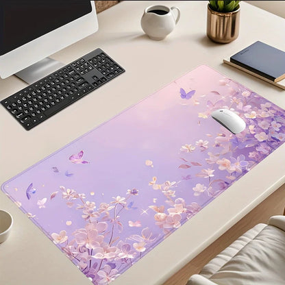 Dreamy Flower Butterfly Mouse Pad Purple Floral  Non-Slip Office or Home Workspace Office Desk Accessory Mouse Pads for Desk