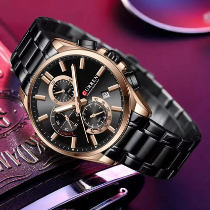 CURREN 8475 New Fashion Men's Quartz Watch Business Calendar Watch 6-Hand Stainless Steel Strap Quartz Watch