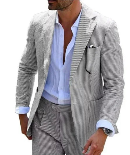 2025 Spring New Men Digital Print Casual Suit Set Jacket Pants Two Piece Cross Border Trade