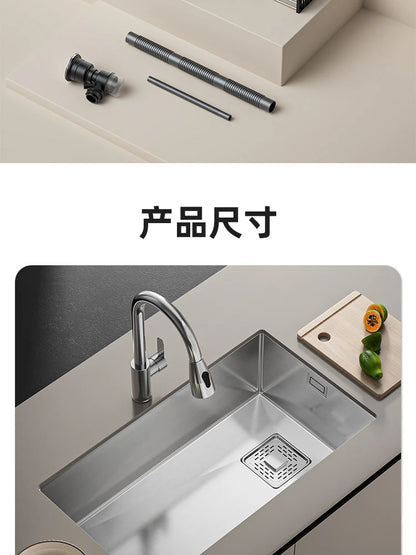 Kitchen 304 Stainless Steel Sink Vegetable Basin Large Sink Household Kitchen Vegetable Basin Countertop Dishwasher
