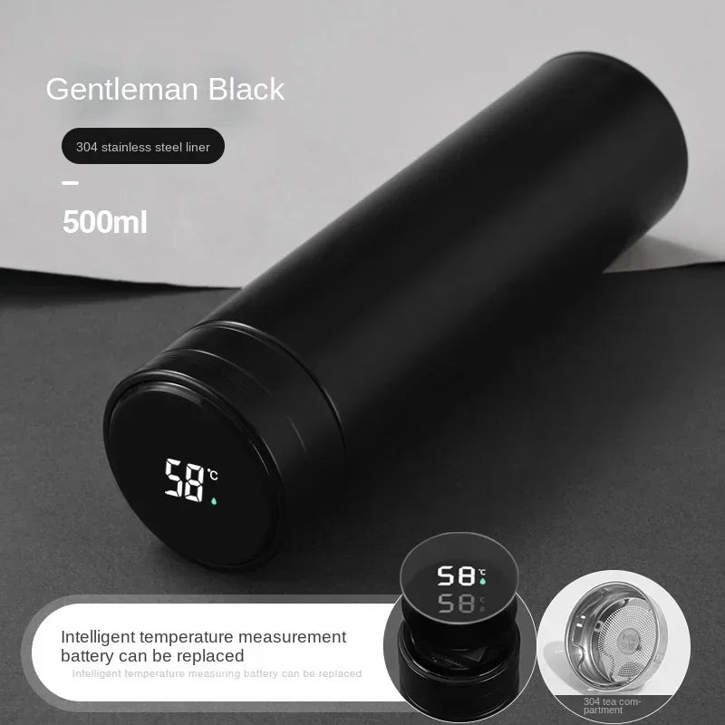 2025 Smart Display 304 Stainless Steel Thermos Cup Vacuum Water Cup for Men and Women Students High Value Office Cup