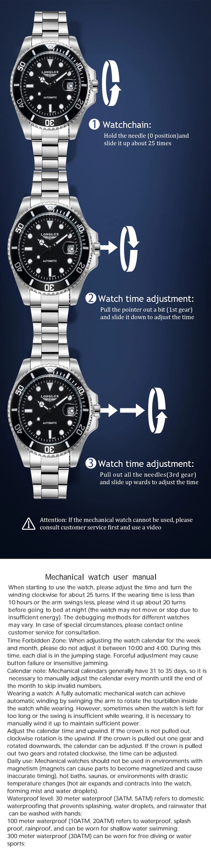 Men automatic watch business waterproof mechanical watches luxury stainless steel day date mens watch man gift