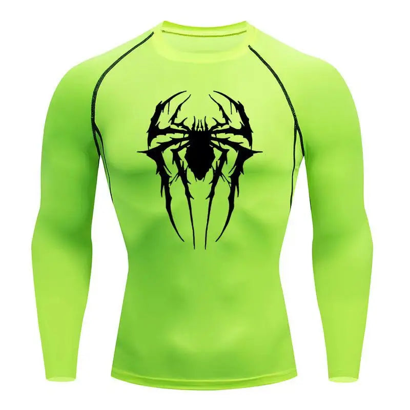Casual Anime Print Running Compression T-Shirt Men Quick-Drying Fitness Sportswear Gym Sports Long Sleeve Breathable Top S-3XL